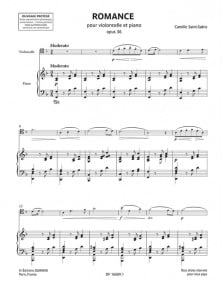 Saint-Saens: Romance Opus 36 for Cello published by Durand